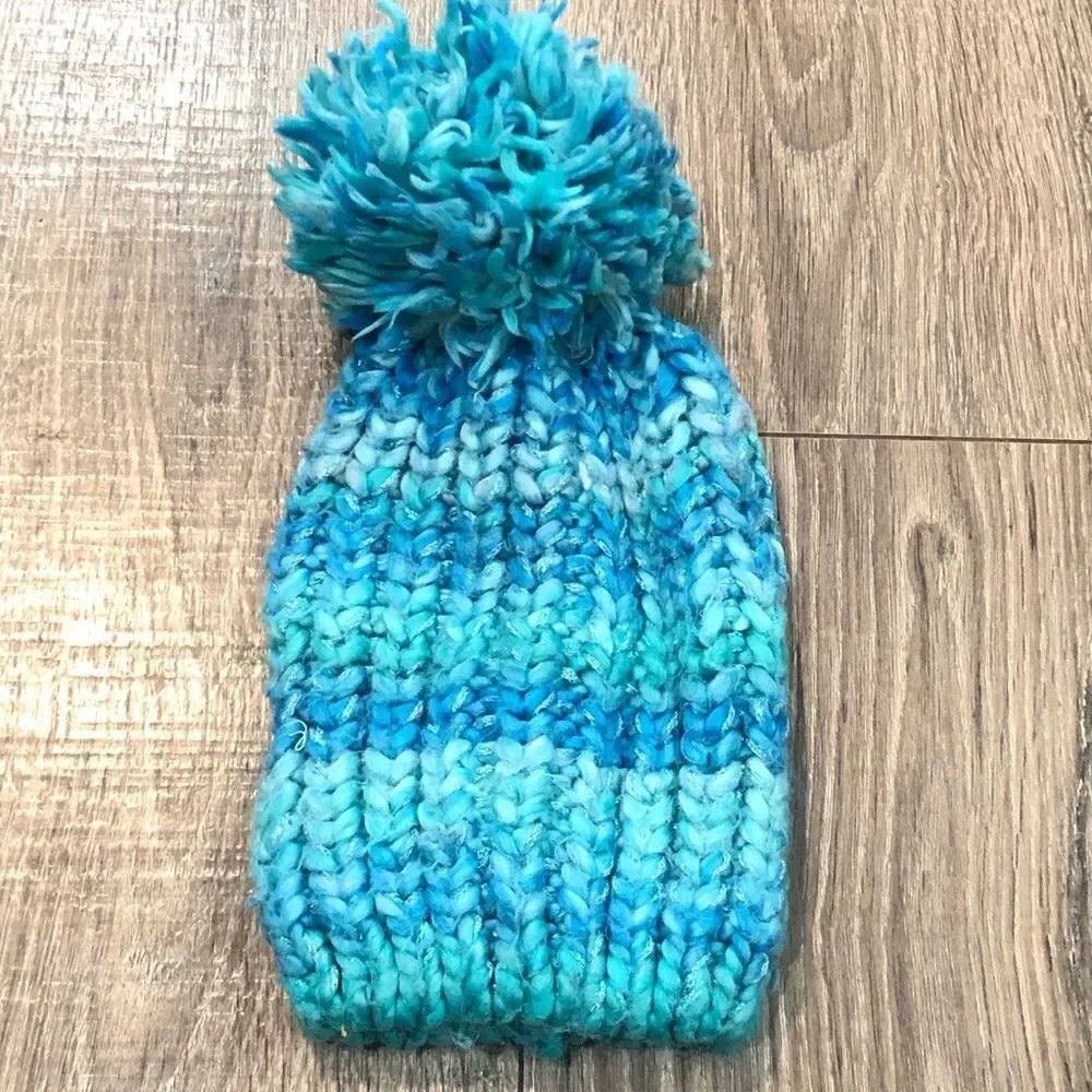 Beanie Size 7-8 Kids Vibrant Blue Knit Kids Beanie with Pom-Pom